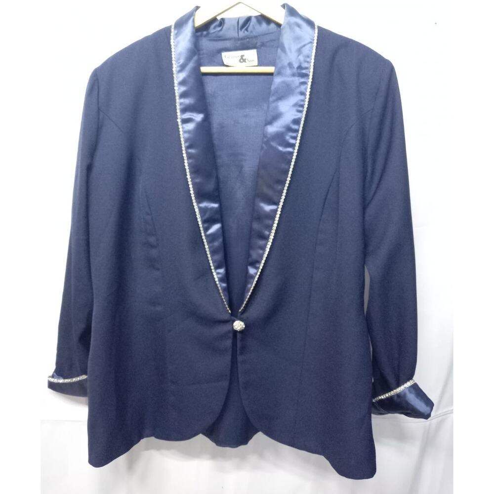 Glatter & Sims Made in USA Blazer Navy Long Sleeve Women See Measurements